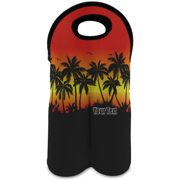 Custom Tropical Sunset Wine Tote Bag (2 Bottles) (Personalized)