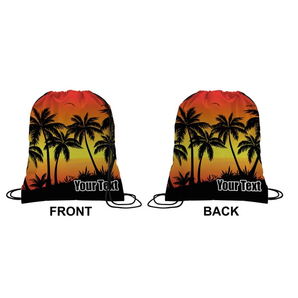 Tropical Sunset Drawstring Backpack Front & Back Medium