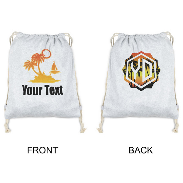 Tropical Sunset Drawstring Backpacks - Sweatshirt Fleece - Double Sided - APPROVAL
