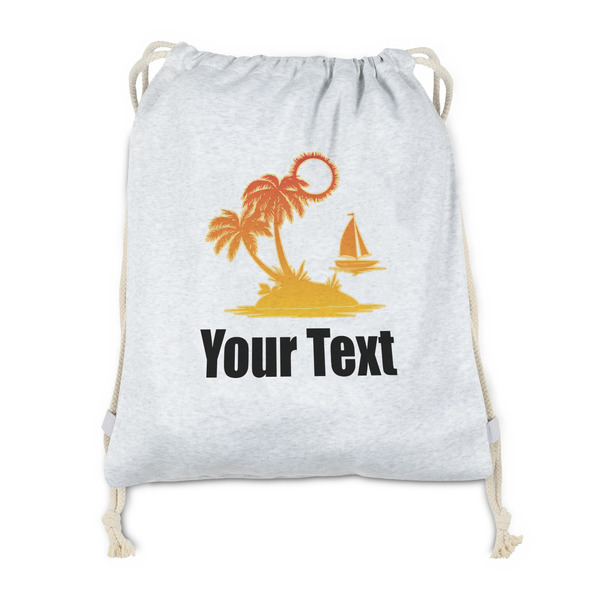 Custom Tropical Sunset Drawstring Backpack - Sweatshirt Fleece - Double Sided (Personalized)