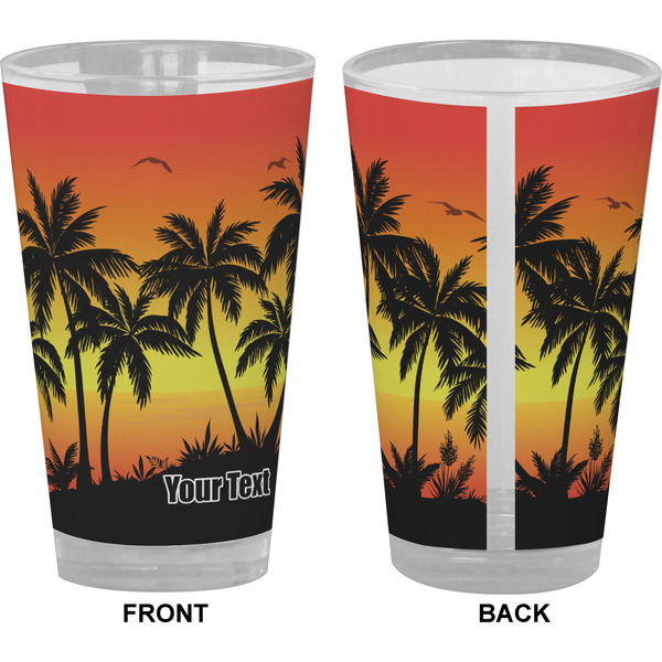 Tropical Sunset Pint Glass - Full Color - Front & Back Views