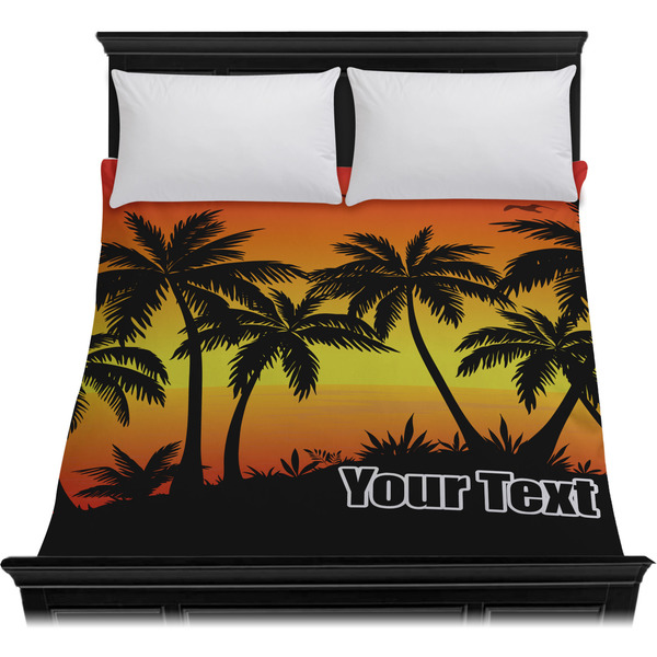 Tropical Sunset Duvet Cover - Queen - On Bed - No Prop