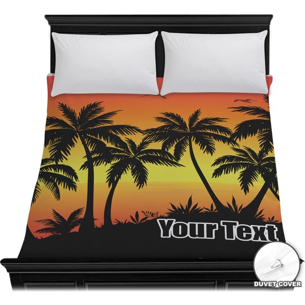 Custom Tropical Sunset Duvet Cover - Full / Queen (Personalized)
