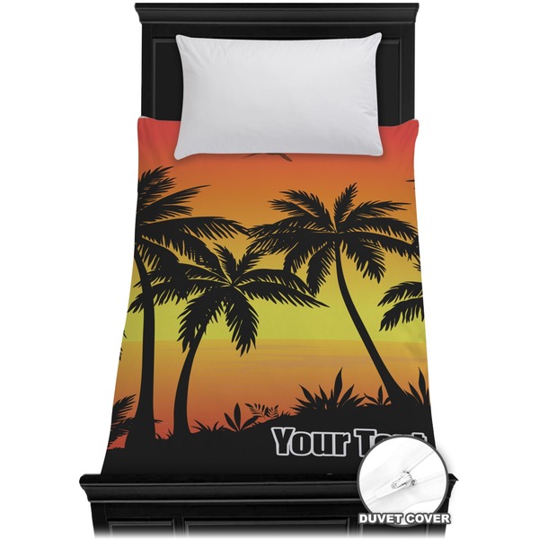 Custom Tropical Sunset Duvet Cover - Twin (Personalized)