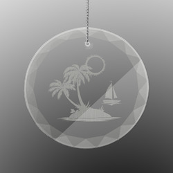 Tropical Sunset Engraved Glass Ornament - Round