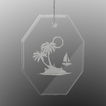 Tropical Sunset Engraved Glass Ornament - Octagon