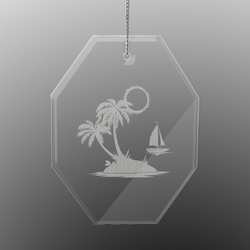 Tropical Sunset Engraved Glass Ornament - Octagon