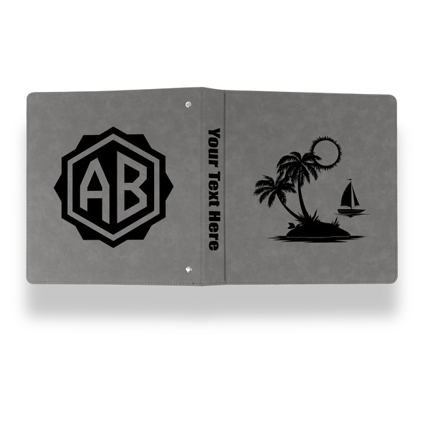 Tropical Sunset Leather Binder - 1" - Grey - Back Spine Front View