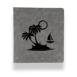 Tropical Sunset Leather Binder - 1" - Grey (Personalized)