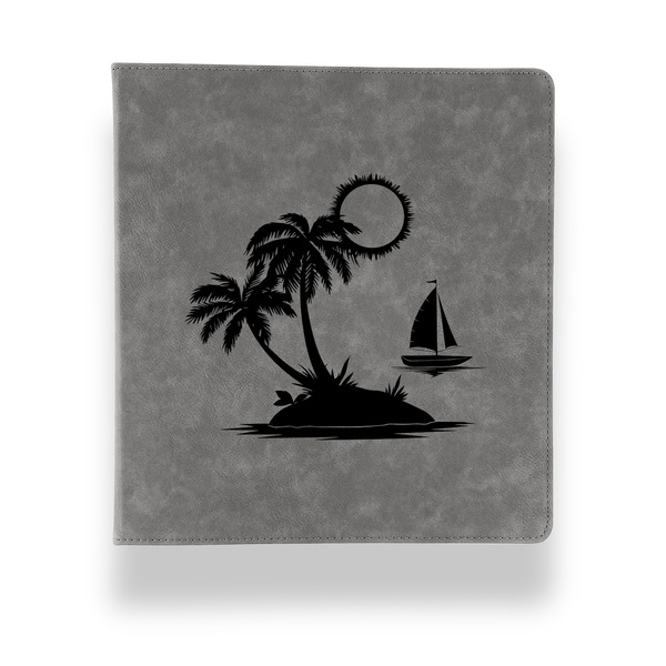 Tropical Sunset Leather Binder - 1" - Grey - Front View
