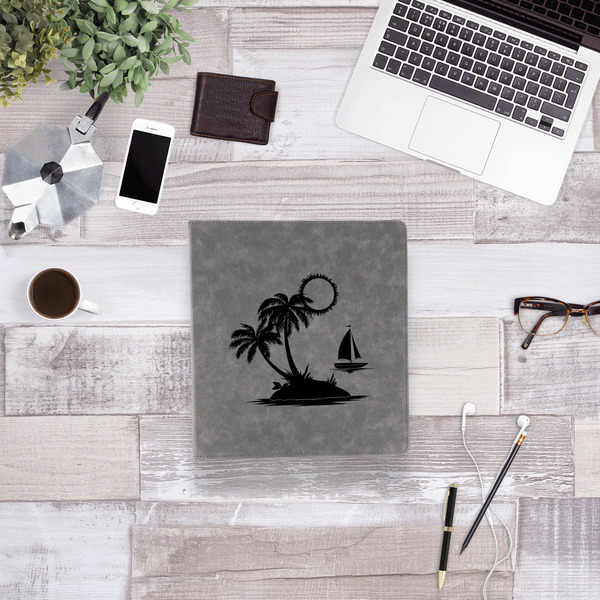 Tropical Sunset Leather Binder - 1" - Grey - Lifestyle View