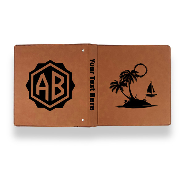 Tropical Sunset Leather Binder - 1" - Rawhide - Back Spine Front View