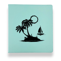 Tropical Sunset Leather Binder - 1" - Teal (Personalized)