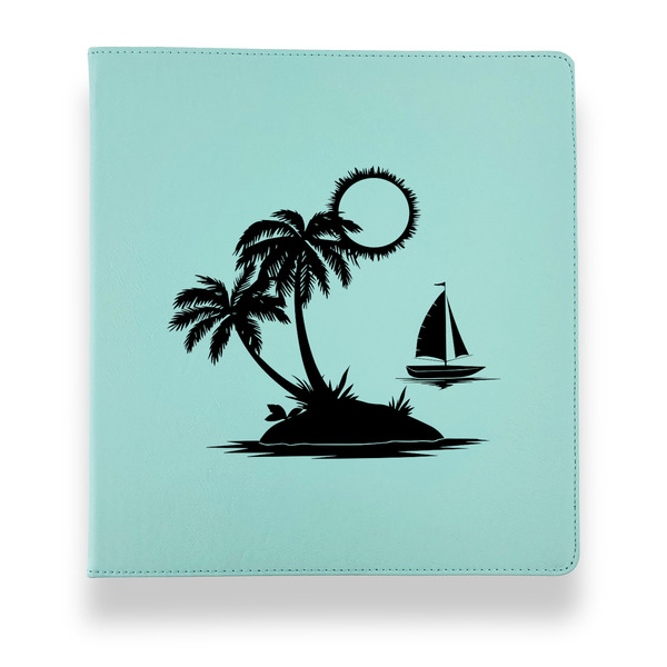 Tropical Sunset Leather Binders - 1" - Teal - Front View