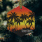Tropical Sunset Frosted Glass Ornament - Hexagon (Lifestyle)