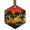 Tropical Sunset Frosted Glass Ornament - Hexagon
