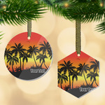 Tropical Sunset Flat Glass Ornament w/ Name or Text