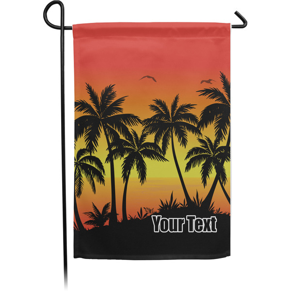 Custom Tropical Sunset Small Garden Flag - Single Sided w/ Name or Text