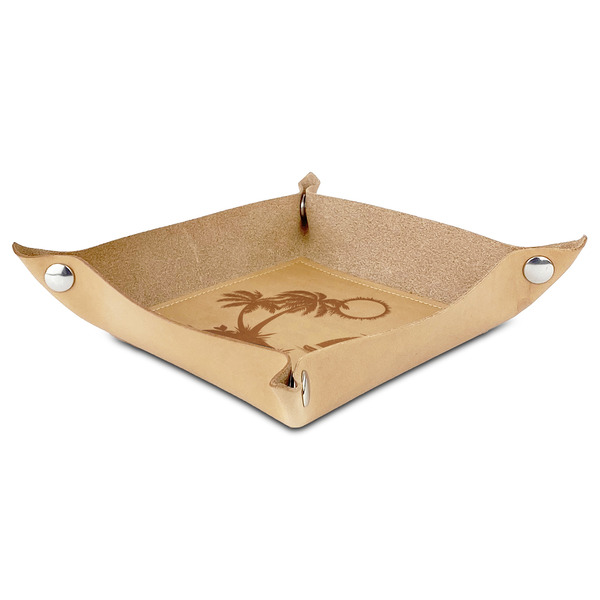 Tropical Sunset Genuine Leather Valet Trays - ANGLE (folded)