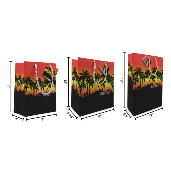 Tropical Sunset Gift Bags - All Sizes - Dimensions