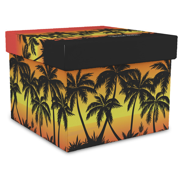 Custom Tropical Sunset Gift Box with Lid - Canvas Wrapped - X-Large (Personalized)