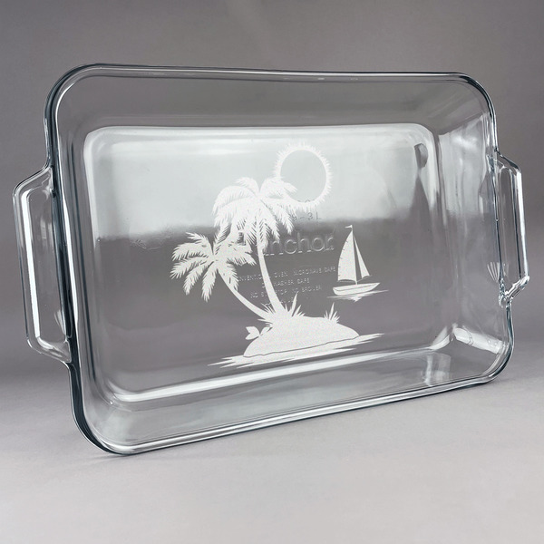 Custom Tropical Sunset Glass Baking and Cake Dish