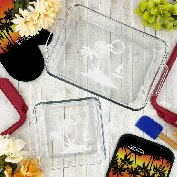 Tropical Sunset Glass Baking Dish Set - LIFESTYLE