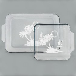 Tropical Sunset Set of Glass Baking & Cake Dish - 13in x 9in & 8in x 8in