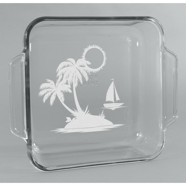 Custom Tropical Sunset Glass Cake Dish - 8in x 8in