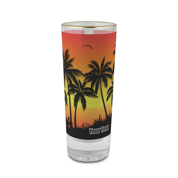 Custom Tropical Sunset 2 oz Shot Glass -  Glass with Gold Rim - Set of 4 (Personalized)