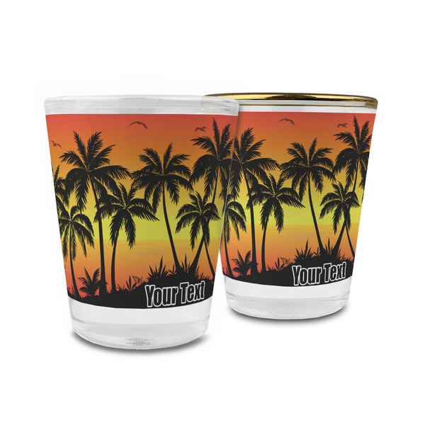 Custom Tropical Sunset Glass Shot Glass - 1.5 oz (Personalized)