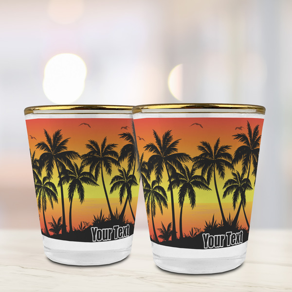 Tropical Sunset Glass Shot Glass - with gold rim - LIFESTYLE