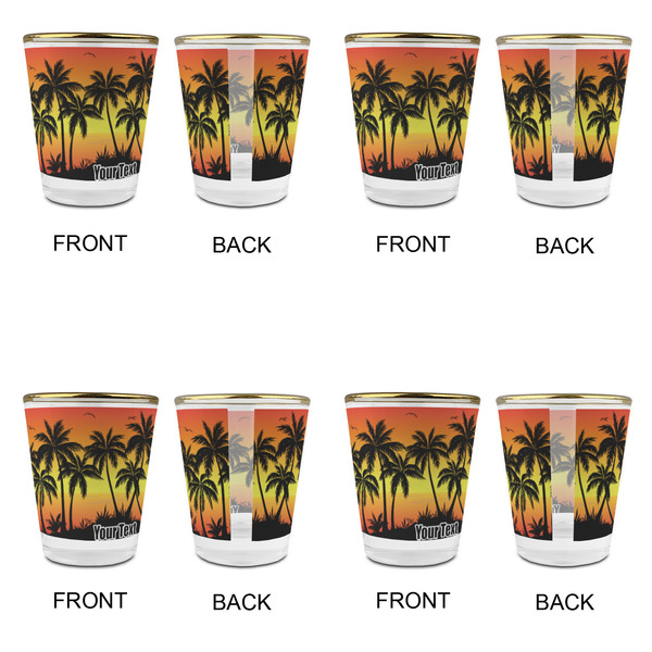 Tropical Sunset Glass Shot Glass - with gold rim - Set of 4 - APPROVAL