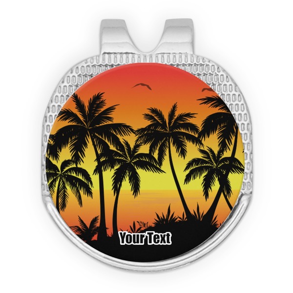Custom Tropical Sunset Golf Ball Marker - Hat Clip - Silver