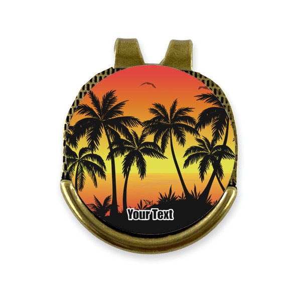 Custom Tropical Sunset Golf Ball Marker - Hat Clip - Gold