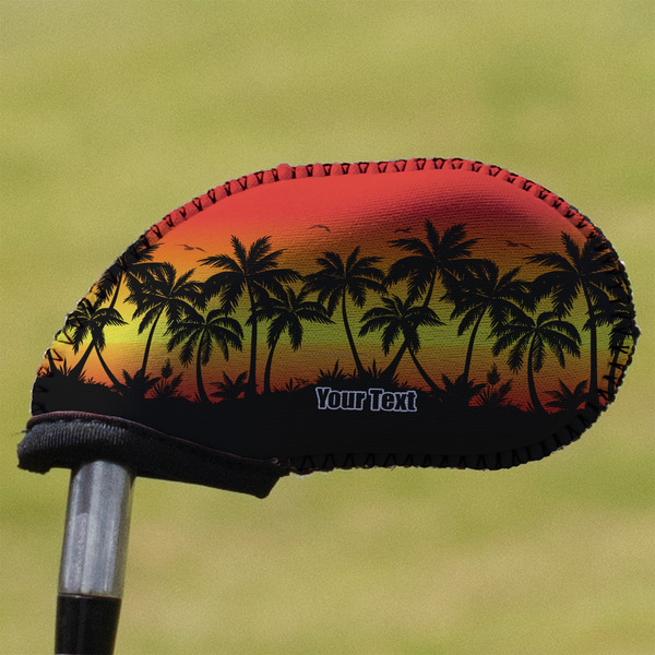 Custom Tropical Sunset Golf Club Iron Cover (Personalized)