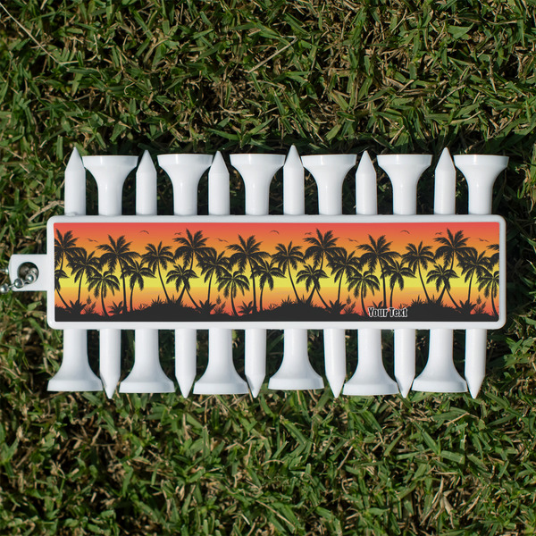 Custom Tropical Sunset Golf Tees & Ball Markers Set (Personalized)