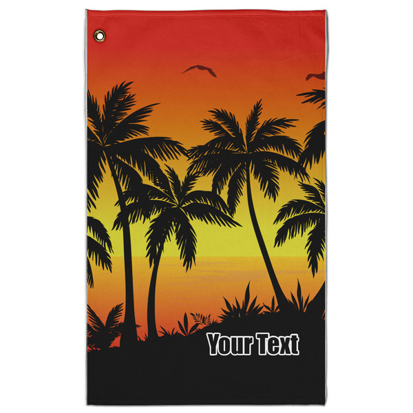 Custom Tropical Sunset Golf Towel - Poly-Cotton Blend - Large w/ Name or Text