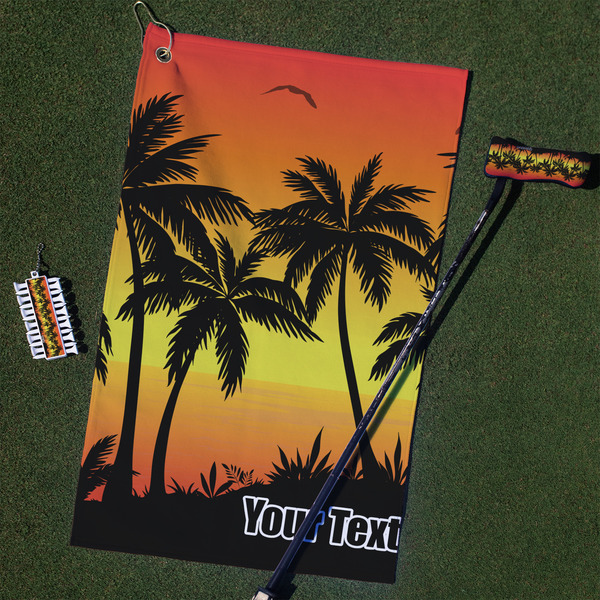 Custom Tropical Sunset Golf Towel Gift Set (Personalized)