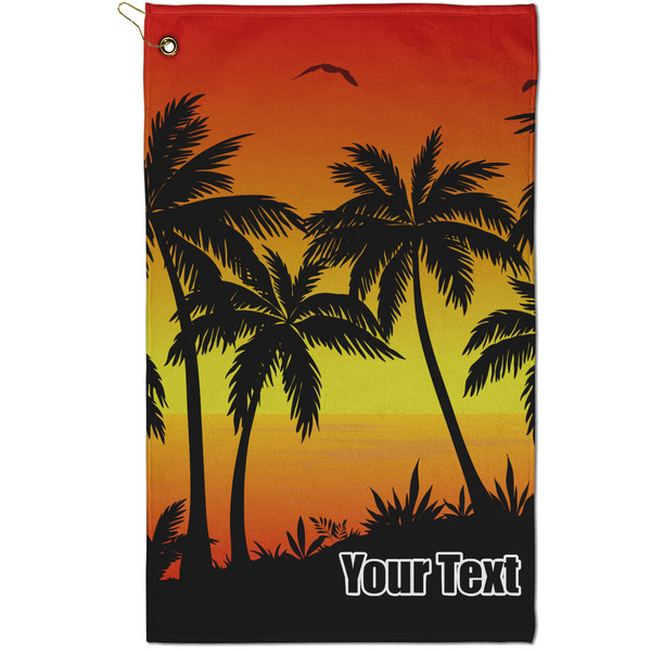 Custom Tropical Sunset Golf Towel - Poly-Cotton Blend - Small w/ Name or Text