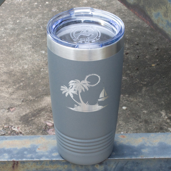 Tropical Sunset Gray Polar Camel Tumbler - 20oz - Angled