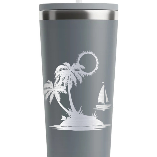Tropical Sunset Grey RTIC Everyday Tumbler - 28 oz. - Close Up