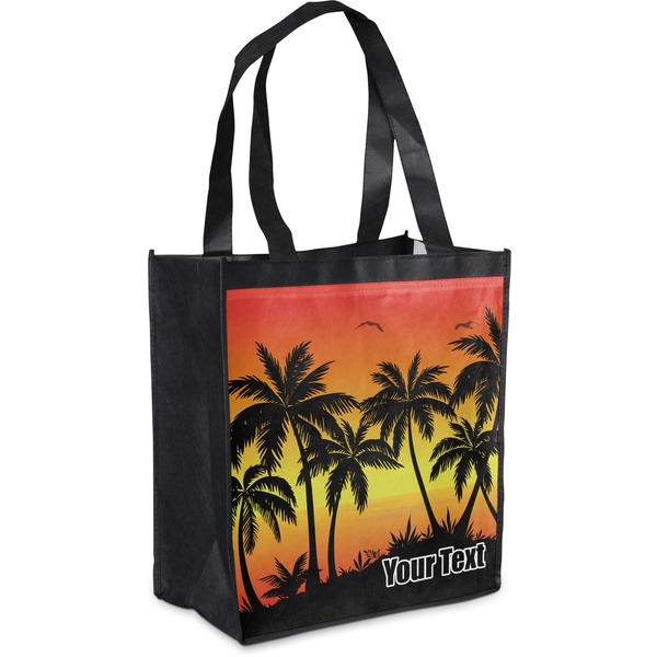 Custom Tropical Sunset Grocery Bag (Personalized)
