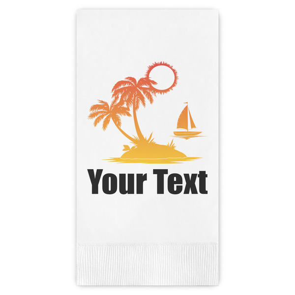 Custom Tropical Sunset Guest Napkins - Full Color - Embossed Edge (Personalized)