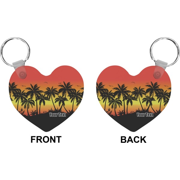 Tropical Sunset Heart Keychain (Front + Back)