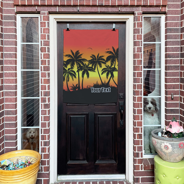 Tropical Sunset House Flags - Double Sided - (Over the door) LIFESTYLE