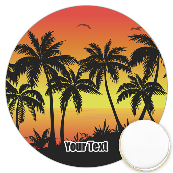 Custom Tropical Sunset Printed Cookie Topper - 3.25" (Personalized)