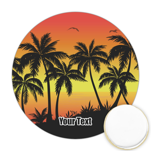Custom Tropical Sunset Printed Cookie Topper - Round (Personalized)