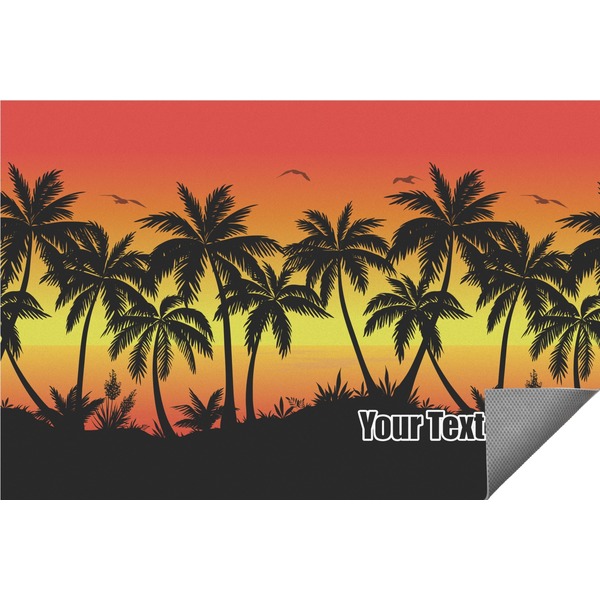 Custom Tropical Sunset Indoor / Outdoor Rug - 6'x8' w/ Name or Text