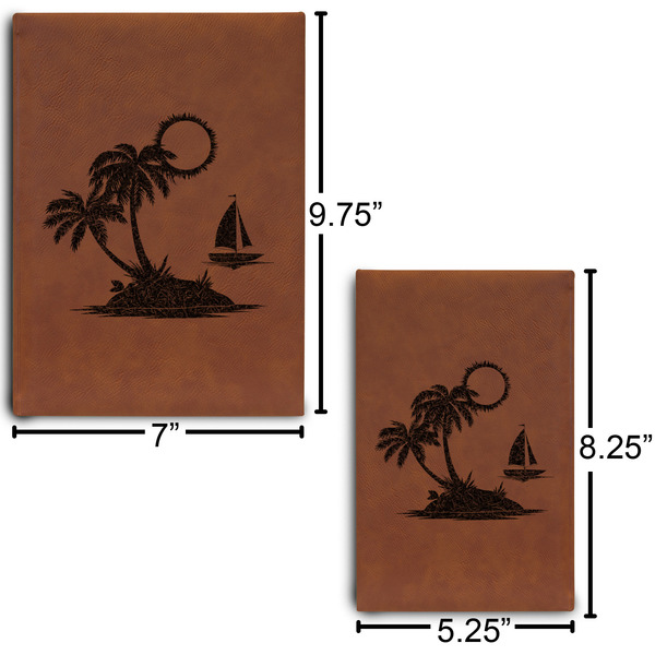 Tropical Sunset Journal Size Comparisons w/ Dimensions
